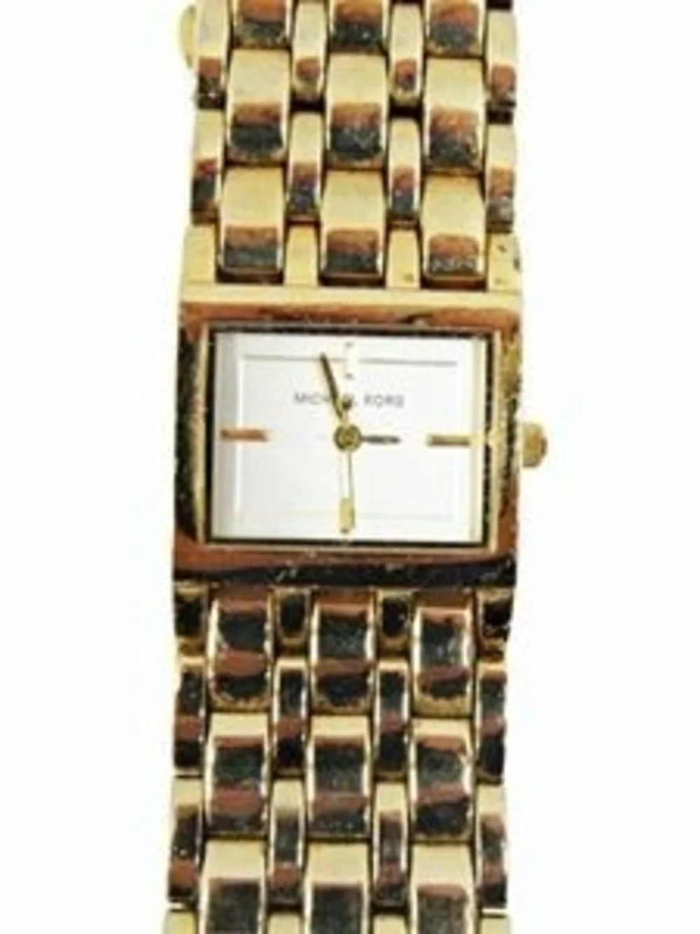 Michael Kors Gold Tone Rectangular Watch Stainless Steel Bracelet